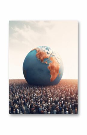world population day poster with space for text, generative ai