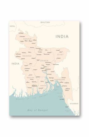 Bangladesh - detailed map with administrative divisions country.