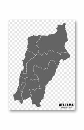 Blank map Atacama  Region of Chile. High quality map Atacama with municipalities on transparent background for your web site design, logo, app, UI. Republic of Chile.  EPS10.