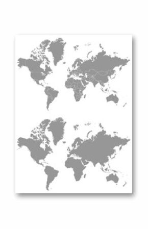 Detailed gray world map. Vector illustration.
