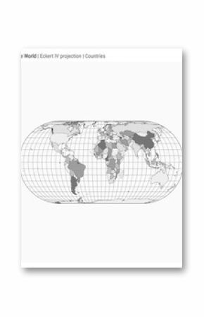 World Map. Eckert IV projection. Countries style. High Detail World map for infographics, education, reports, presentations. Vector illustration.