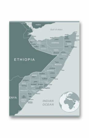 Somalia - detailed map with administrative divisions country. Vector illustration