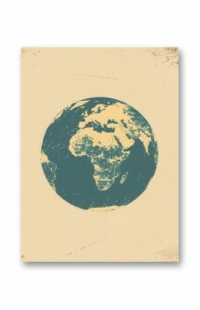 A simple, clean illustration of a globe with continents in a vintage style. Ideal for travel agencies and global travel companies. Generative AI