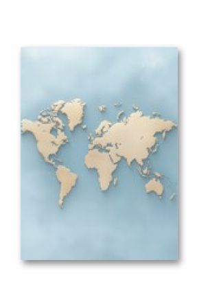 A map of the world is drawn on a blue background