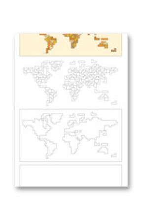 Cnc laser cutting world map puzzle Vector illustration