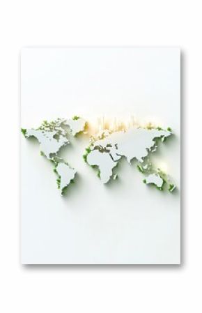 Green world map design with a bright white background.