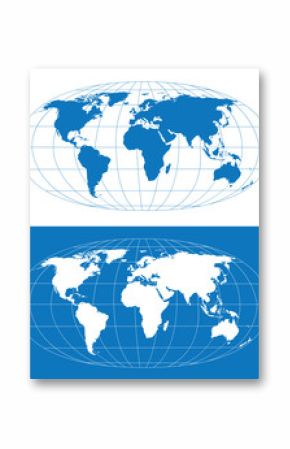 Vector world map with grid