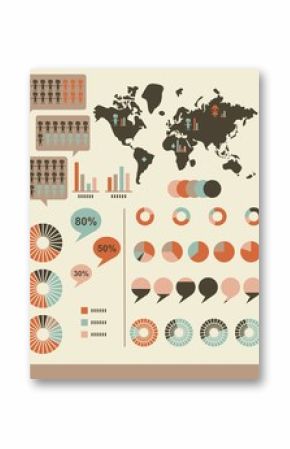 infographics charts with world map