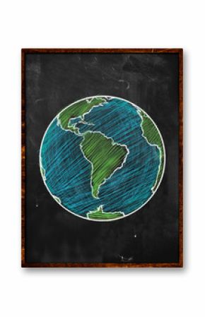 Green blue Earth on Blackboard