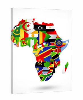 Vector map of Africa with flags and location on world map