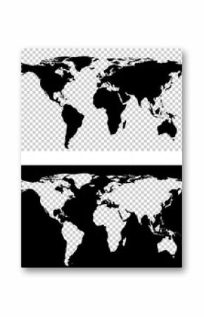 Vector illustration of map of world with imitation of transparent background