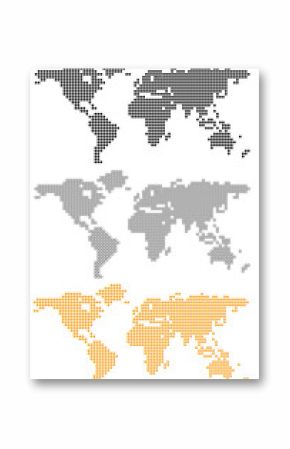 Abstract computer graphic world map of round dots. Vector illustration.