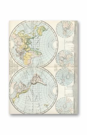 Antyczna mapa świata - rocznik 1800 Vintage Mapa świata