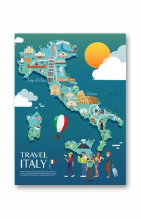 Map Of Italy Attractions Vector And Illustration.