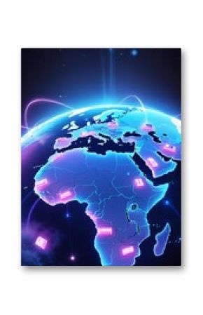Global Supply Chains Depicted in Futuristic Digital Style  