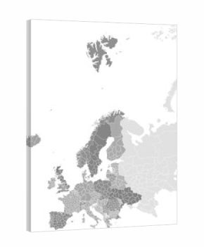 Europe vector map with country and administrative level 1 boundaries (Mercator projection, PPT-compatible & fully editable)