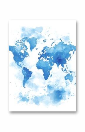 World map watercolor illustration