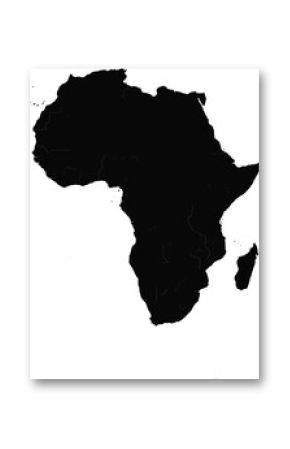 minimal black african continent silhouette map with madagascar outline