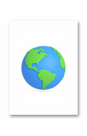 Cartoon planet Earth on white background. 3d realistic globe icon. Planet Earth day or Environment day concept.cartography, global, land, map, science, social media, sphere, topography, world map,