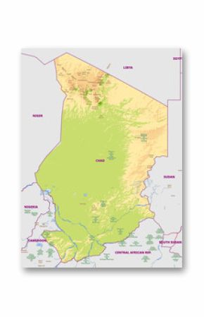 Detailed physical map of Chad