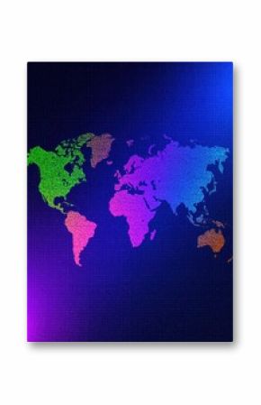 Colorful world map on dark background