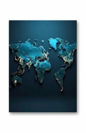Illuminated world map on dark backdrop creating a stunning global visualization