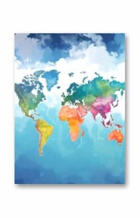 Colorful world map with watercolor effect