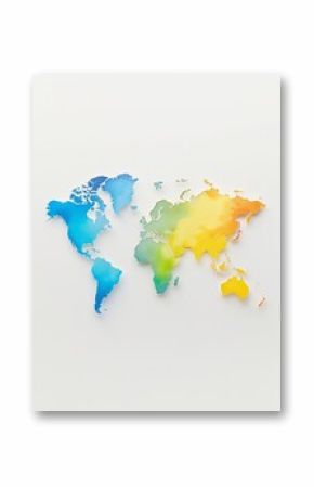 Elegant minimalist world map outline featuring major cities in watercolor style art