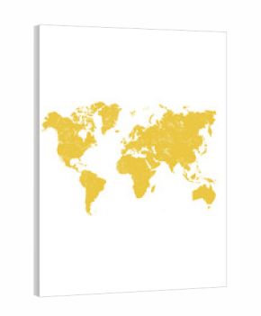 Elegant Gold Foil World Map with Metallic Texture on White Background for Luxury Travel, Geography and Global Business Concept