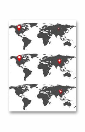 World map with multiple location markers