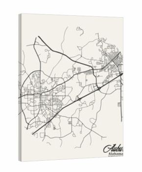 Art & Illustration Abstract vector map of Auburn, Alabama, United States, with color combination for wall poster and home