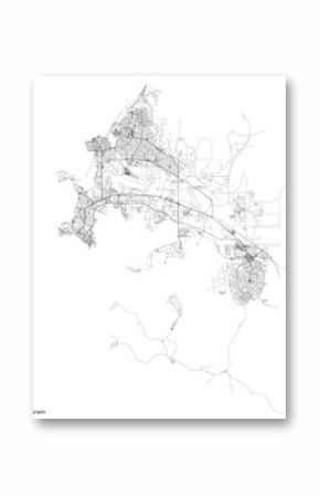 Darwin city map with roads and streets, Australia. Vector outline illustration.
