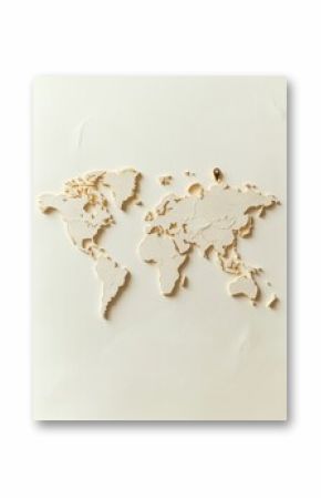 A world map outline features highlighted travel destinations, perfect for inspiring future trips around the globe. Generative AI