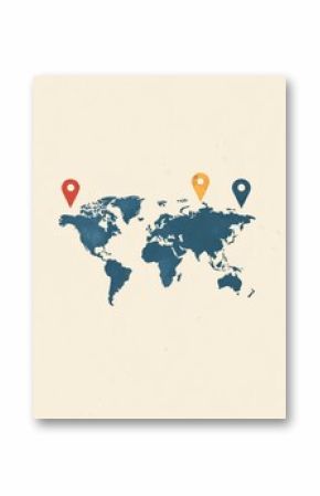 Travel destinations are marked on a world map outline, emphasizing locations for future explorations and adventures. Generative AI