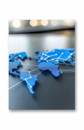 Global network connections on world map