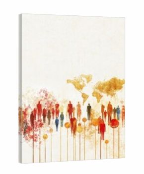 Global unity and diversity concept with silhouettes and world map for design and inspiration