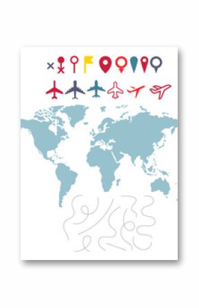 Set of airplane routes vector, travel element