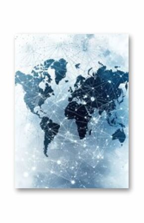 Modern digital world map connectivity in a futuristic design