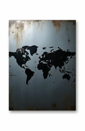 Clean black world map in silhouette style template design