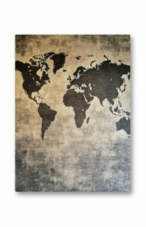 A large, vintage-style world map is mounted on a textured wall, showcasing vibrant colors and intricate geographical details, inviting exploration and wanderlust.