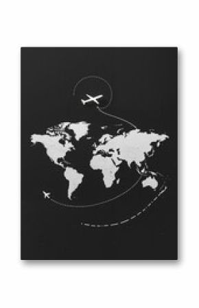 world map on black background