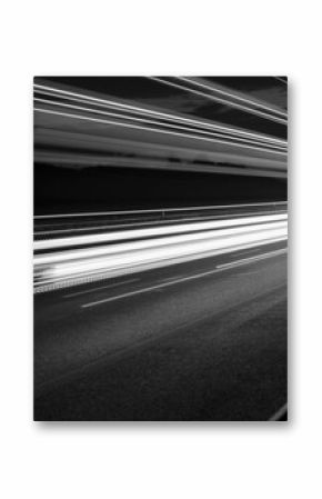 lights of cars with night. black and white. long exposure