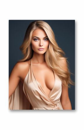 Portrait of a beautiful young blonde woman in elegant evening dress