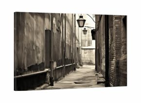 Charming european narrow street on black and white