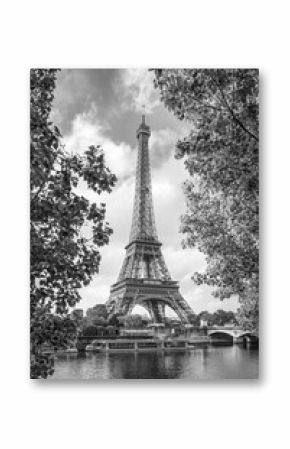 Eiffel Tower in black and white, Paris, France