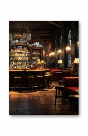 A hidden speakeasy bar reminiscent of the Roaring Twenties, serving artisanal cocktails and jazz. Generative Ai.