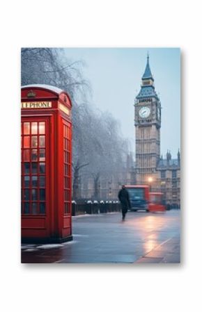 traditional telephone booth in London with Big Ben in the background