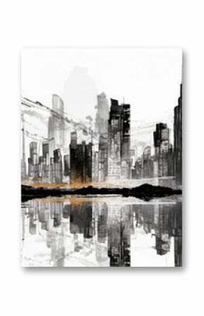 black and white abstract urban city skyline