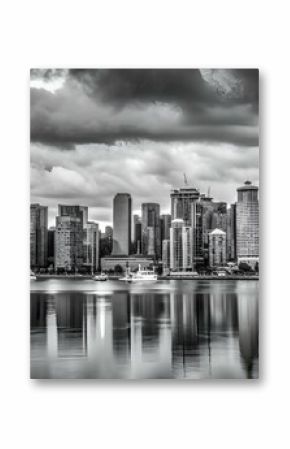 Vancouver Skyline - Schwarz Weiß, Blick vom Stanley Park