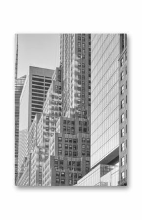 Old style black and white picture of Manhattan buildings, New York, USA